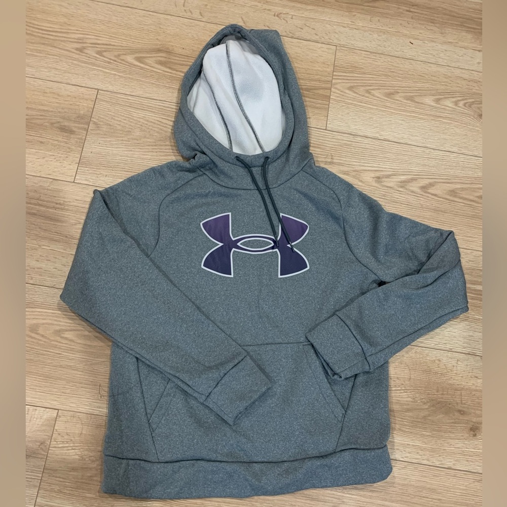 Under Armour Gray and White Fleece Hoodie